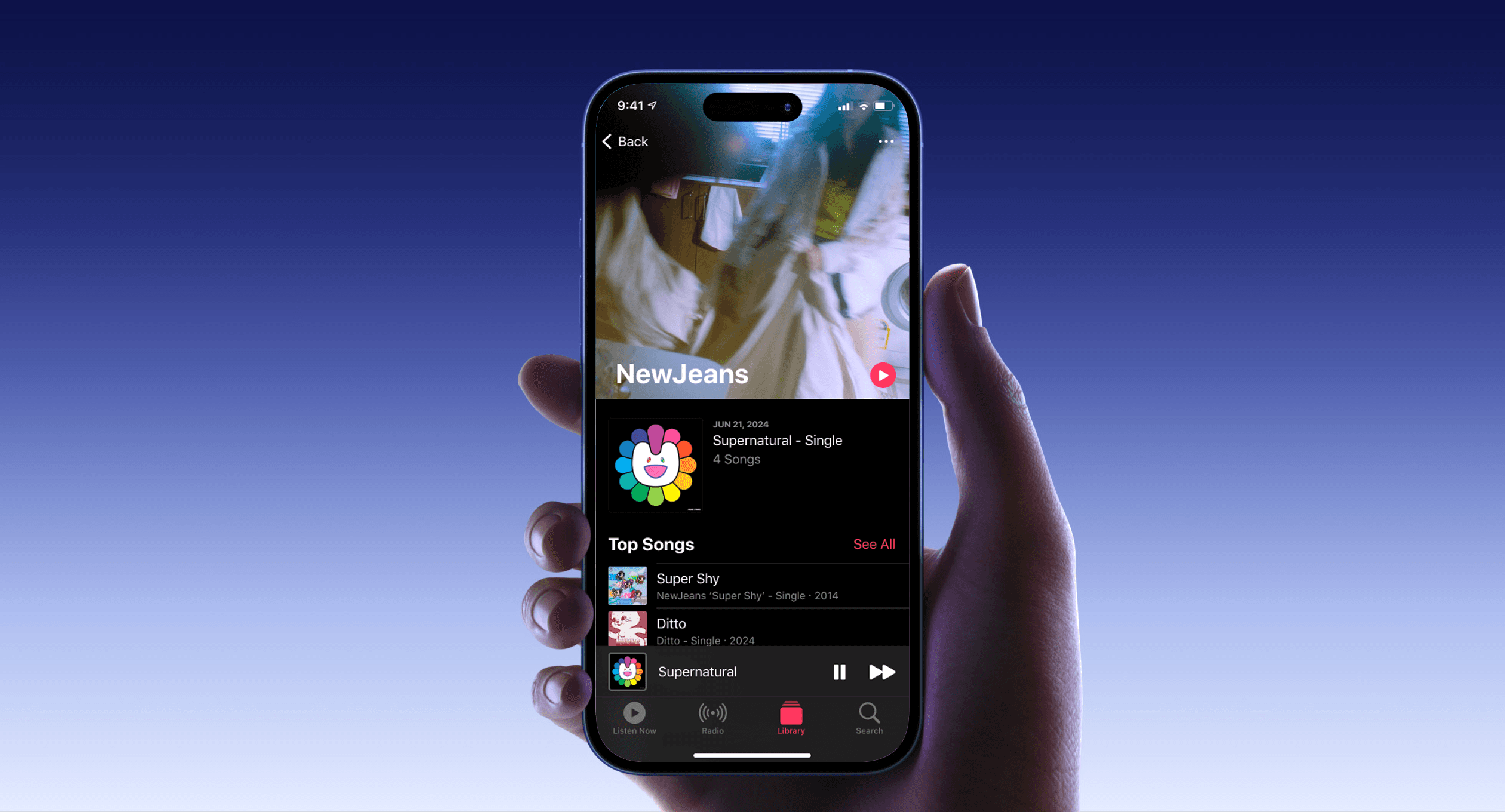 Apple Music Library on an iPhone