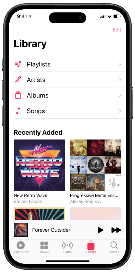 Apple Music application opened on iPhone